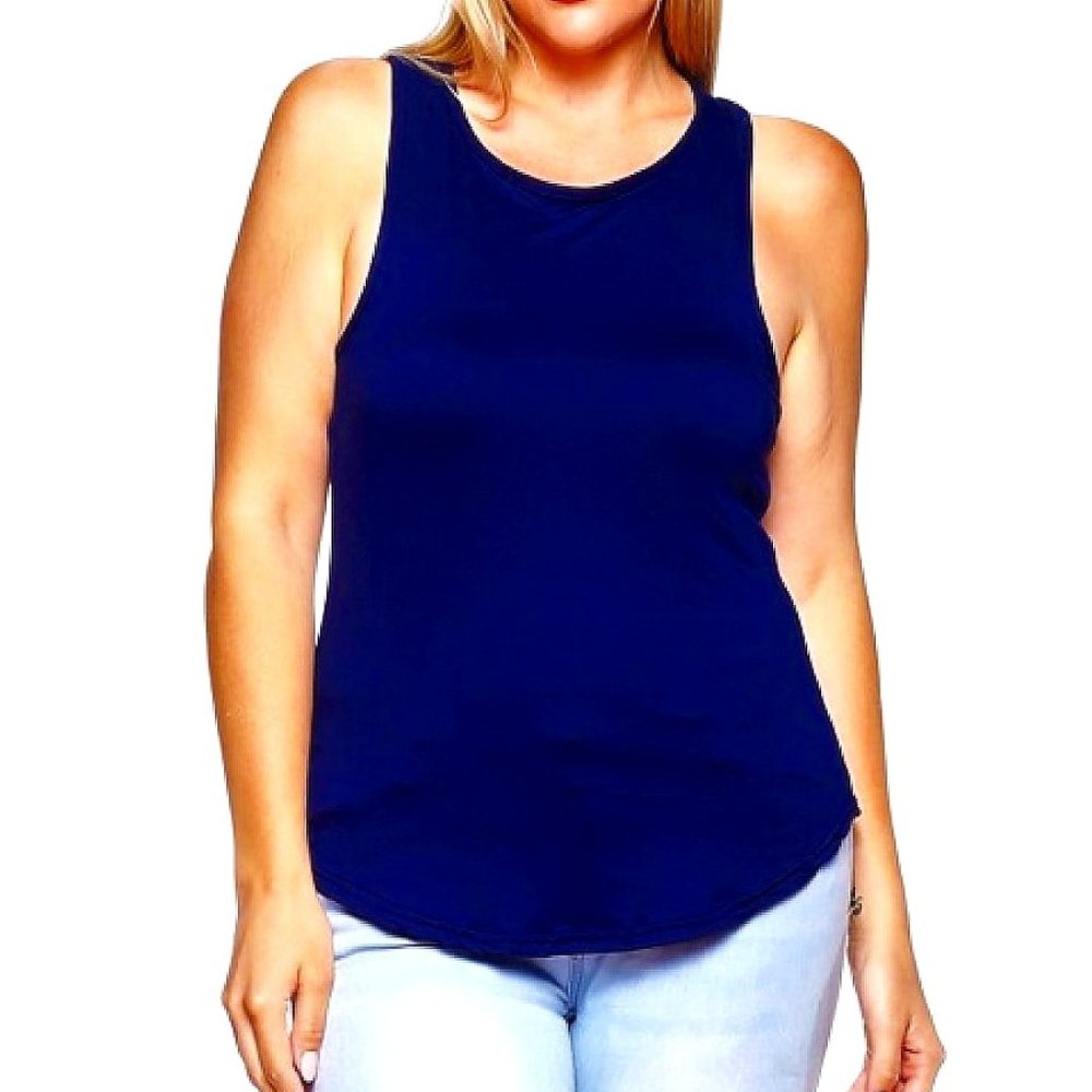 Plus Size Curve Hem Casual Tank Top